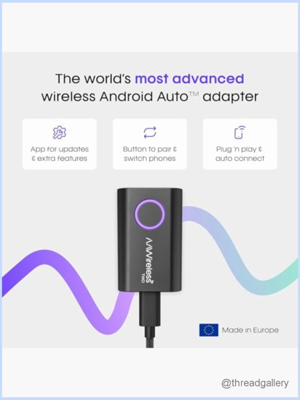 Wireless Android Auto Adapter - Plug & Play Bluetooth/WiFi - Picture 3 of 7